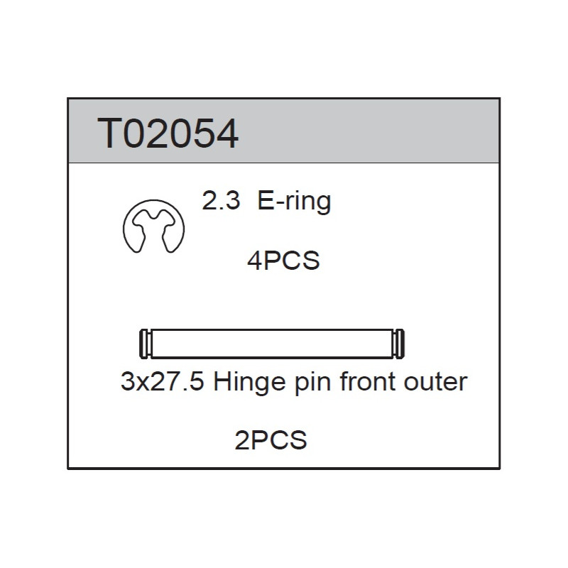 Team C T02054 Front-Outer Hinge Pin 3 x 27.5mm (2)