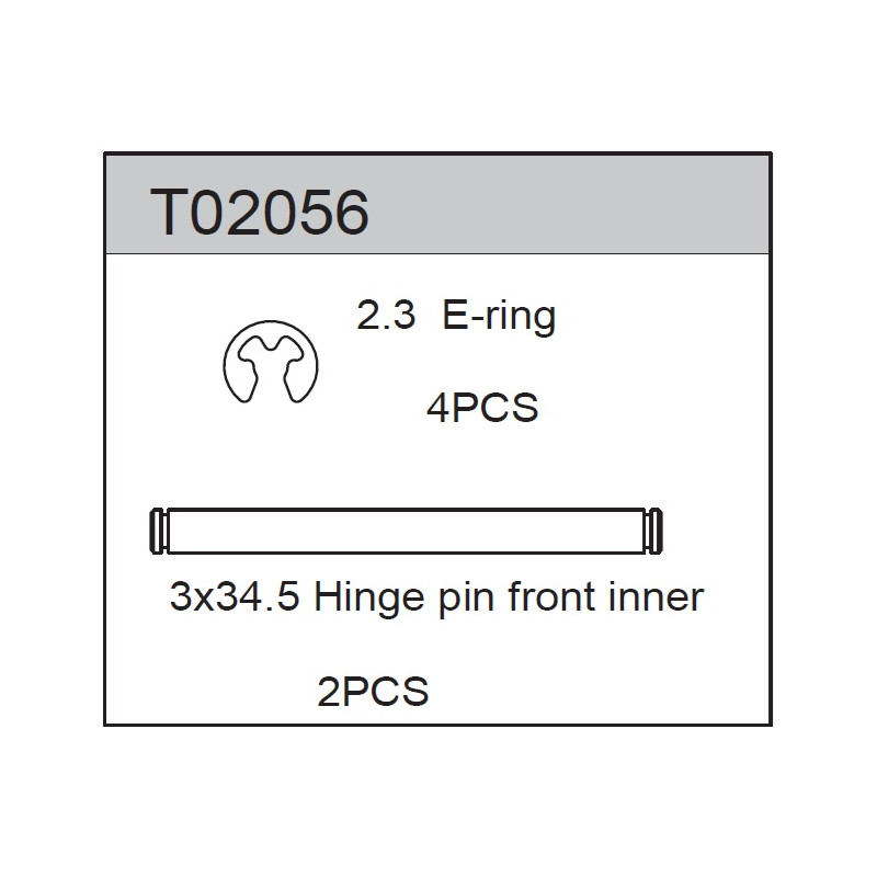 Team C T02056 Front-Inner Hinge Pin 3 x 34.5mm (2)