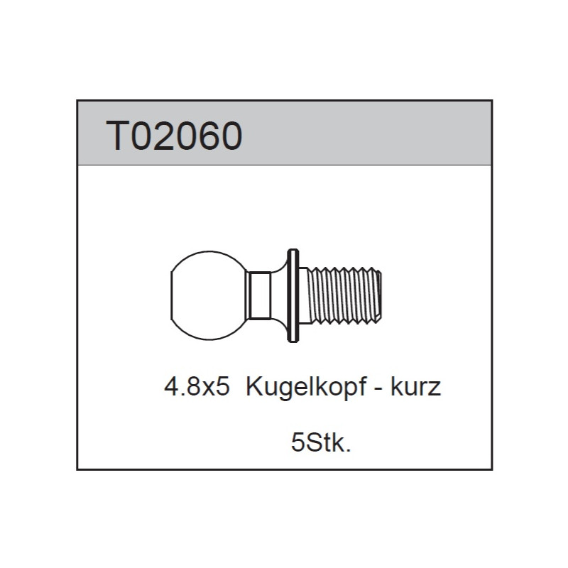 Team C T02060 Ball Stud with Shaft 4.8 x 5mm (2)