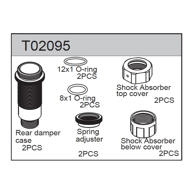 Team C T02095 Aluminium Rear Shock Body (2)