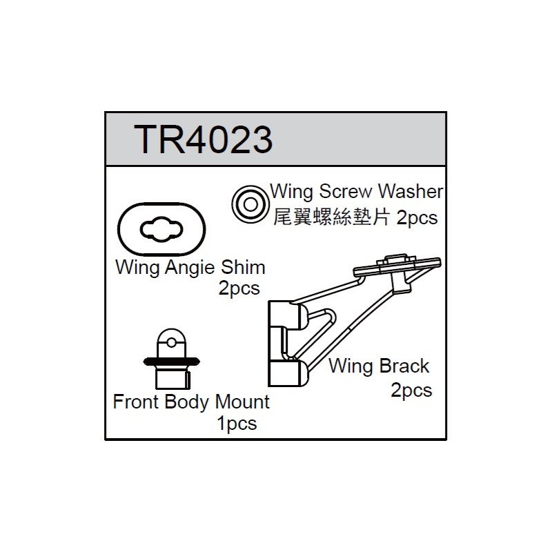 Team C TR4023 Front Body Mount + Wing Bracket
