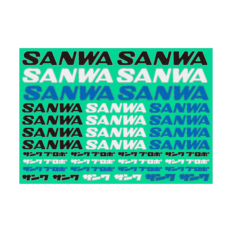 SANWA 107A90538A Decal Sheet V2 - Black, White & Blue