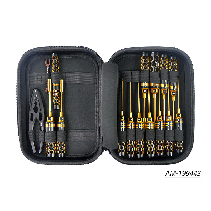 ARROWMAX AM-199443 Toolset For Offroad (16Pcs) With Tools Bag Black Golden
